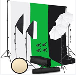 2.6Mx3M Kit de iluminación Fotografía Softbox Paraguas de iluminación con Fondos de 3 Colores Soportes de luz Ajustables y Bolsa portátil Impermeable para grabación de Retratos de Video