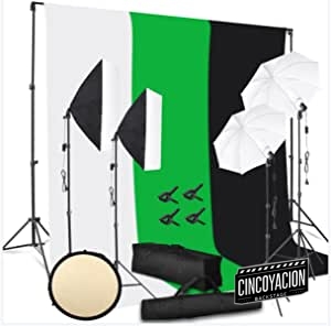 2.6Mx3M Kit de iluminación Fotografía Softbox Paraguas de iluminación con Fondos de 3 Colores Soportes de luz Ajustables y Bolsa portátil Impermeable para grabación de Retratos de Video