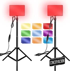 2-Pack Kit Iluminación Fotografía, Orthland Luz LED Video, 3200K-5600K Regulable con Soporte Trípode Ajustable y Filtros Color, para Fotografía Mesa/Angulo Bajo Video Estudio