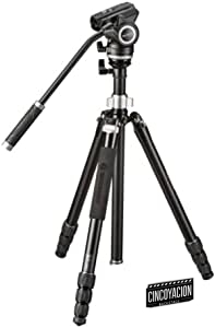 Bresser Bx-5 Pro, Trípode para cámara de vídeo (con función monopié y rótula de Fotos, Capacidad de Carga de hasta 5 kg), argénteo/Negro