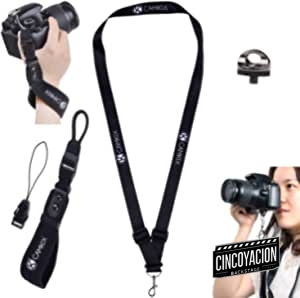 Correa de muñeca y cordón para cámaras DSLR y compactas – Extra Fuerte y Duradero – Cómodo Brazalete de Neopreno – Ajuste Ajustable – Pinza de liberación rápida – Tornillo para trípode