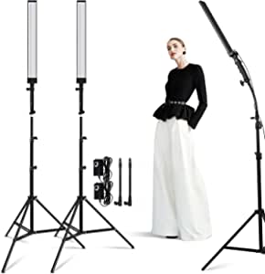 Foccalli – Kit de iluminación de estudio de fotografía regulable con tela de 4 colores y trípode de soporte de luz ajustable de 2 m para retratos de grabación de vídeo de YouTube (paquete de 2)
