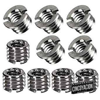Greluma adaptador de tornillo de conversión de metal de 10 piezas de 1/4"a 3/8" para trípode monopié con cabezal esférico DSLR SLR（2 tipos）