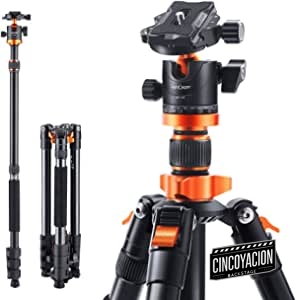 K&F Concept Trípode Cámara,158cm Trípode de Viaje en Aluminio con Monopié,Trípode Reflex con Rótula de Bola y Placa de Liberación para Cámara DSLR Canon Nikon Sony K254A1+BH-28L(Modelo Viejo: SA254M1)