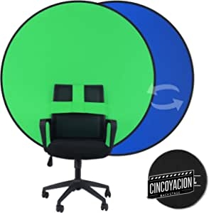 Kuro-sagol Croma Verde y Azul Diámetro 142cm Green Screen Silla Portátil Pantalla Verde para Silla, Telón de Fondo de Fotografía para Sesión de Fotos, Transmisión en Vivo, Editar Síntesis de Imagen