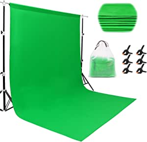 Miorkly Fondo de Fotografía Estudio,1.8×2.8M Croma Verde Green Screen Backdrop para Estudio Fotografía,100% Poliéster Fondo Antiarrugas,Lavable para Tela Verde,con 6 Pinzas + un Bolsillo