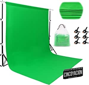 Miorkly Fondo de Fotografía Estudio,1.8×2.8M Croma Verde Green Screen Backdrop para Estudio Fotografía,100% Poliéster Fondo Antiarrugas,Lavable para Tela Verde,con 6 Pinzas + un Bolsillo