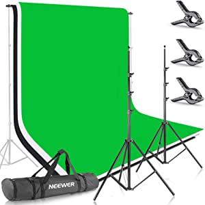 Neewer 10086005, 2.6M X 3M Soportes de Fondo con 1.8M X 2.8M Fondo(Blanco,Negro,Verde) para Fotografía y Vídeo
