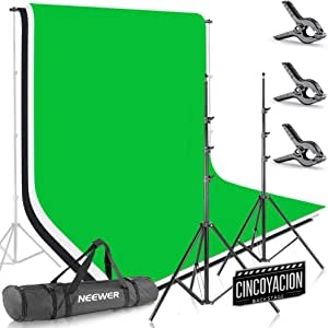 Neewer 10086005, 2.6M X 3M Soportes de Fondo con 1.8M X 2.8M Fondo(Blanco,Negro,Verde) para Fotografía y Vídeo