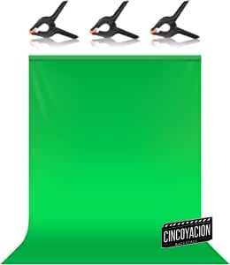 Neewer 1,5×2 Metros Fondo Verde para Fotografía, Pantalla de Fondo de Poliéster de Pantalla Verde Chromakey Puro Sólido con 3 Clips de Fondo para Grabación de Video Fotográfico