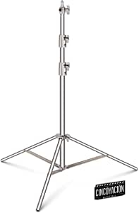 Neewer 260 Centímetros Soporte de Luz Ajustable Resistente con 1/4 Pulgadas a 3/8 Pulgadas Adaptador Universal para Softbox de Estudio, Monolight y Otros Equipos Fotográficos, Acero Inoxidable