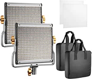 Neewer 2-Pack LED Luz Vídeo Bicolor Regulable con Soporte U Kit, para Foto Estudio Grabación de Vídeo Youtube, 480 Bombillas LED, 3200-5600K, CRI 96 (Enchufe de UE)