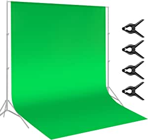 Neewer 3×3,6 Metros Pantalla Fondo Fibra de Chromakey Verde para Foto Video Estudio, 4 Piezas Abrazaderas Fondo Incluidas, Ideal para Retratos y Tomas de Productos