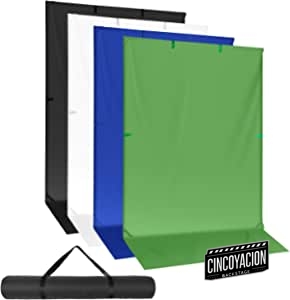 Neewer Chromakey Verde/Azul y Negro/Blanco Telón de Fondo con Soporte de Banner de Fondo Fondo de Fotografía Reversible Plegable 59"x119" Panel Chroma-Key para Estudio