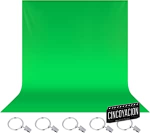 Neewer Fondo de Telón de Fondo para Fotografía de Pantalla Verde de 1,8 x 2,7 m Pantalla de Poliéster Cromado Verde con 5 Clips Metálicos de Anillo para Fotografía de Estudio de Video Fotográfico