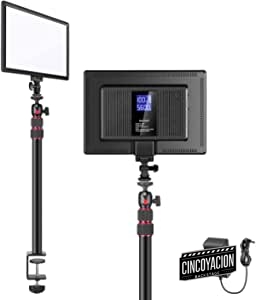 Neewer Luz de Video LED de Montaje en Escritorio con Kit de Soporte de Abrazadera C:Panel LED Bicolor Regulable de 12,9" con Soporte de Clip/Batería Incorporada de 8000mAh/3200K~5600K/2400lux/CRI97+