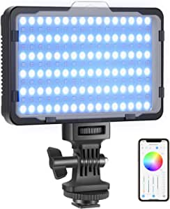 Neewer RGB Luz de Video con Control de Aplicación Luz LED de Cámara con 360° a Todo Color CRI95+ Ajustable de 3200K-5600K 9 Escenas de Luz para Iluminación Youtube Fotos (Batería No Incluida) RGB176