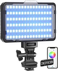 Neewer RGB Luz de Video con Control de Aplicación Luz LED de Cámara con 360° a Todo Color CRI95+ Ajustable de 3200K-5600K 9 Escenas de Luz para Iluminación Youtube Fotos (Batería No Incluida) RGB176