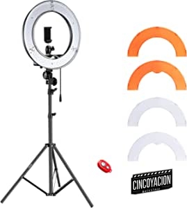 NEEWER RL-12 Anillo de Luz LED 14" Exterior/12 en El Centro con Soporte de Luz, Filtro de Color, Soporte de Teléfono para Maquillaje, Youtube, TikTok, Grabación de Vídeo con Cámara/Teléfono