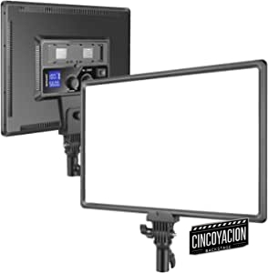 Neewer Super Fino LED Video Luz Iluminación Suave 40W 3200K-5600K CRI95 + Panel LED Regulable con Pantalla LCD Cámara Luz Fotográfica Compatible con Batería Sony NP-F Series (Batería No Incluida)