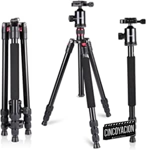 Neewer Trípode de Viaje de Cámara 162cm, Monopié con Cabeza Esférica de 360 grados, Placa de Zapata Rápida de Aleación de Aluminio 1/4" y Bolsa para Cámara Réflex, Videocámara de Vídeo, hasta 12KG