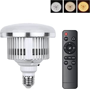 Potaeco Equipo de Iluminación Fotográfica con Bombilla LED 95W para Softbox E27 3000~6500K Regulable Luz Bicolor para Fotos Video Transmisión en Vivo