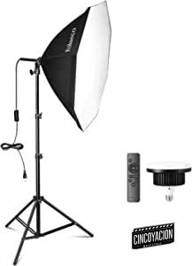 Potaeco Softbox Octogonal 150W Equipo de Iluminación Estudio Fotografía Bicolor 3000~6500K con E27 Bombilla LED Control Remoto y Soporte de Luz Ajustable para Fotos Vídeos y Transmisión en Vivo