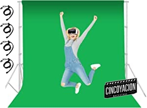 Selens Croma Telón de Fondo 2x3M Pantalla Verde Fotografía Chromakey 100% Pura Muselina Plegable con Clips para Estudio Fotográfico Vídeo Retrato Juego Entrevista de TV Green Screen Backdrop