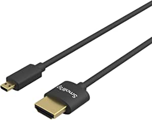 SMALLRIG Cable Micro HDMI a HDMI, Ultrafino, 35 cm, Súper Flexible, Delgado de Alta Velocidad, 4 K, 60 Hz, HDR HDMI 2.0, Compatible para GoPro Hero 7/6 / 5, para Sony A6600 / A6400 – 3042