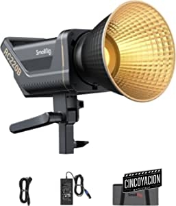 SMALLRIG RC 220B 220W luz Continua fotografia Bicolor 2700K-6500K 84500 Lux@3.3ft (1M) Lluminación Continua CRI 95+ TLCI 96+ con Montura Bowens, Control Manual y de Aplicación de Forma Remota – 3621