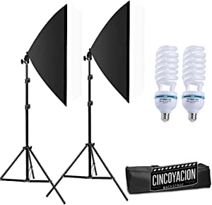 Softbox Kit de Iluminación para Fotografía 2 X 20" X 28" de 2×85 W Enchufe 5500K E27, Adecuado para Retrato de Estudio Fotográfico, Fotografía de Producto y Grabación de Video