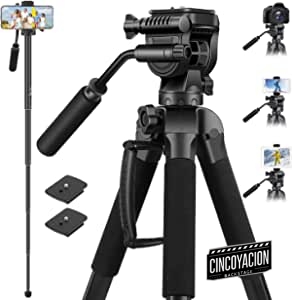 Tripode para Cámara Reflex 180 cm, Victiv 2 en 1 Profesional Aluminio Trípode Monopie, con Cabeza Fluida y Soporte Universal para Tableta, Tripode Video para Cámara DSLR Canon Nikon Sony