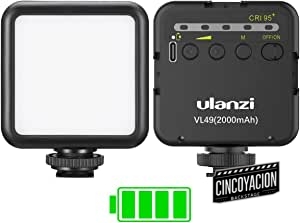 ULANZI Luz de Vídeo LED VL49 5500K Luz de Relleno Luz de Camara LED lámpara de luz fotográfica portátil para videocámaras DSLR, fotografía, batería incorporada de 2000mAh.